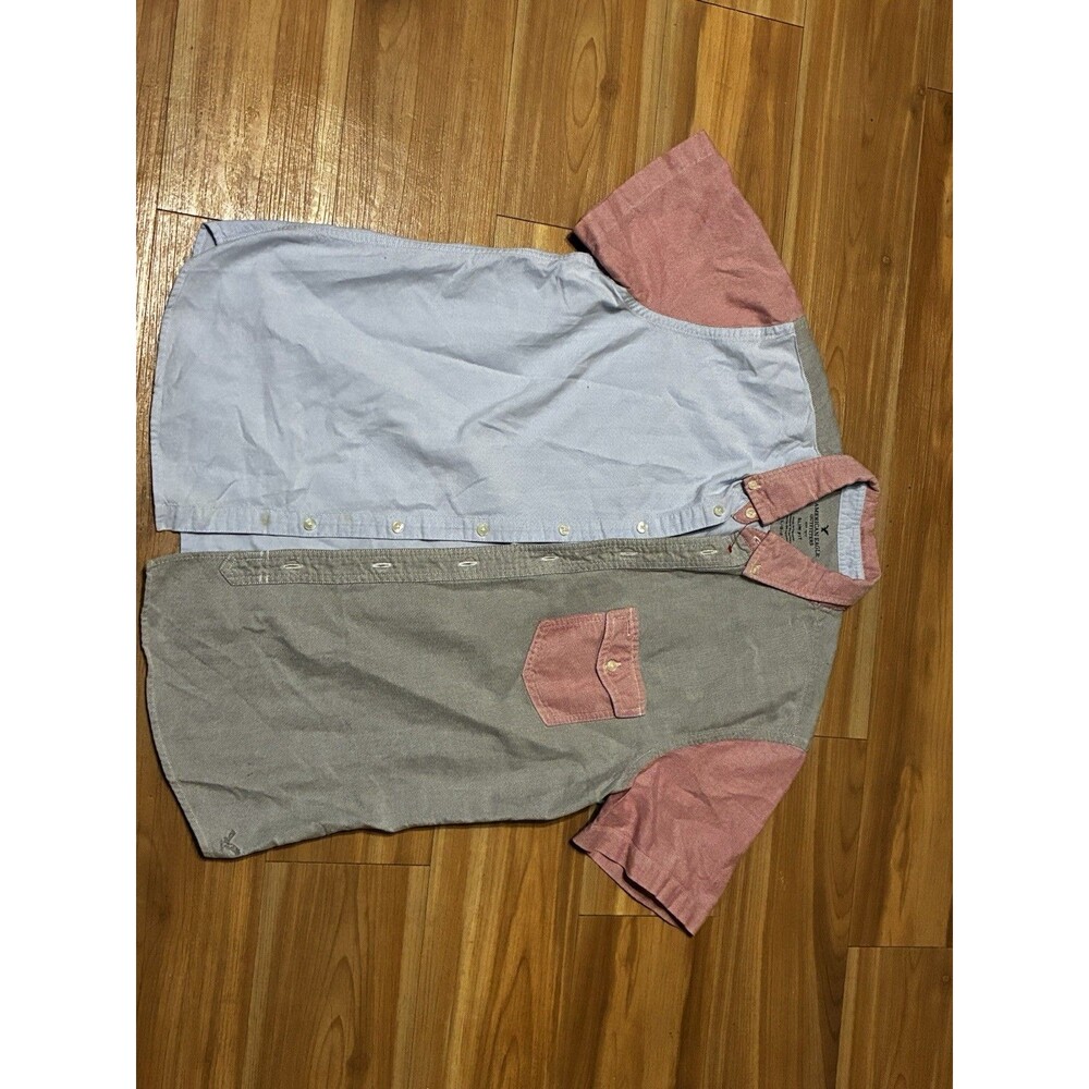 American Eagle Men’s XL Colorblock Button Up Shirt Short Sleeve Casual